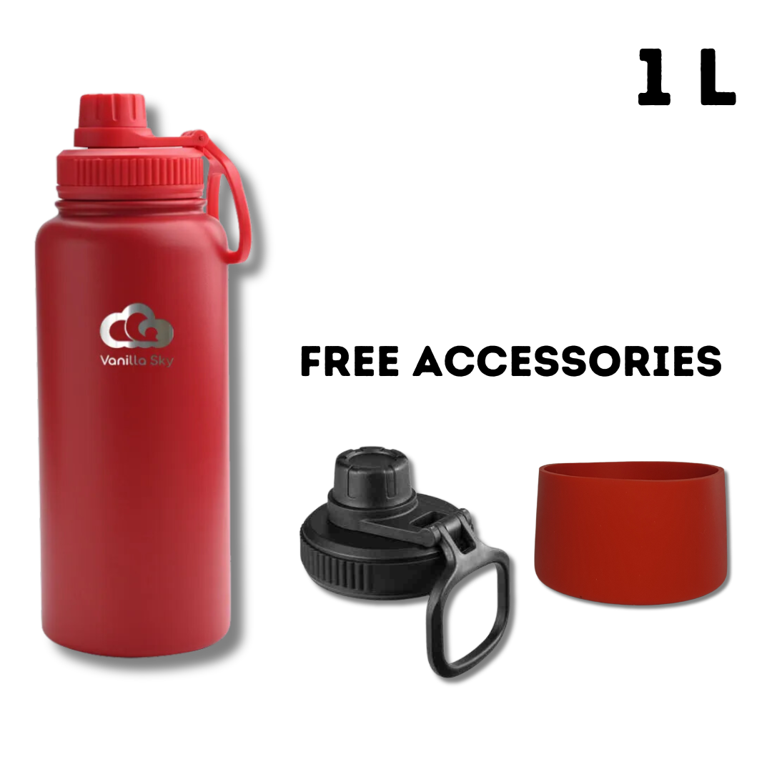 950 ml Insulated Stainless Steel Bottle - 2 Lids & Silicone Boot Included