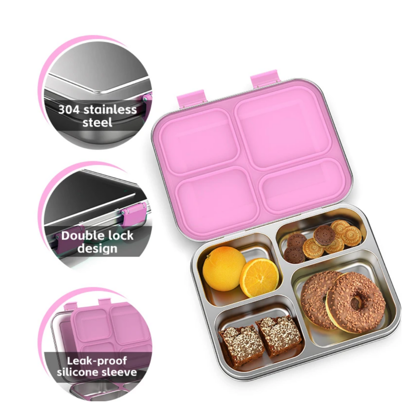 Stainless Steel Bento Lunch Box – 4 Compartments