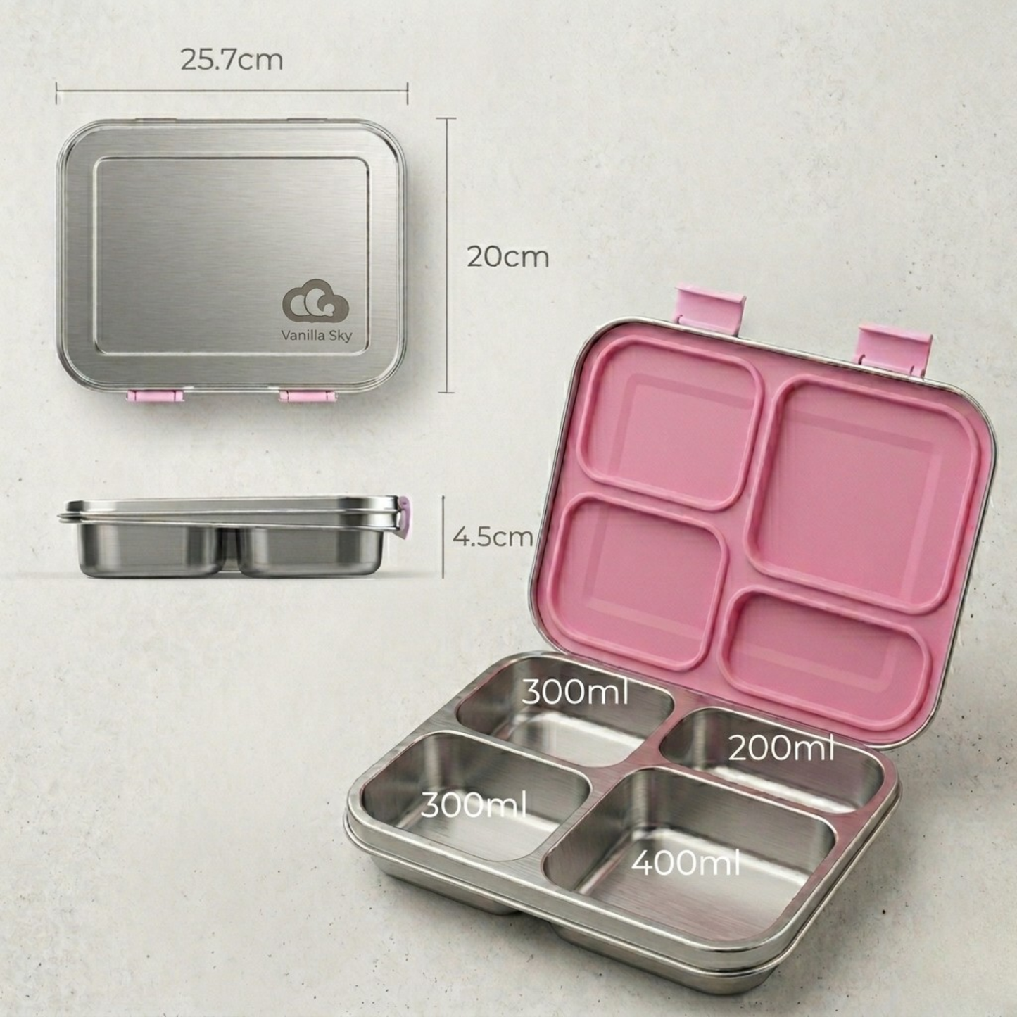 Stainless Steel Bento Lunch Box – 4 Compartments