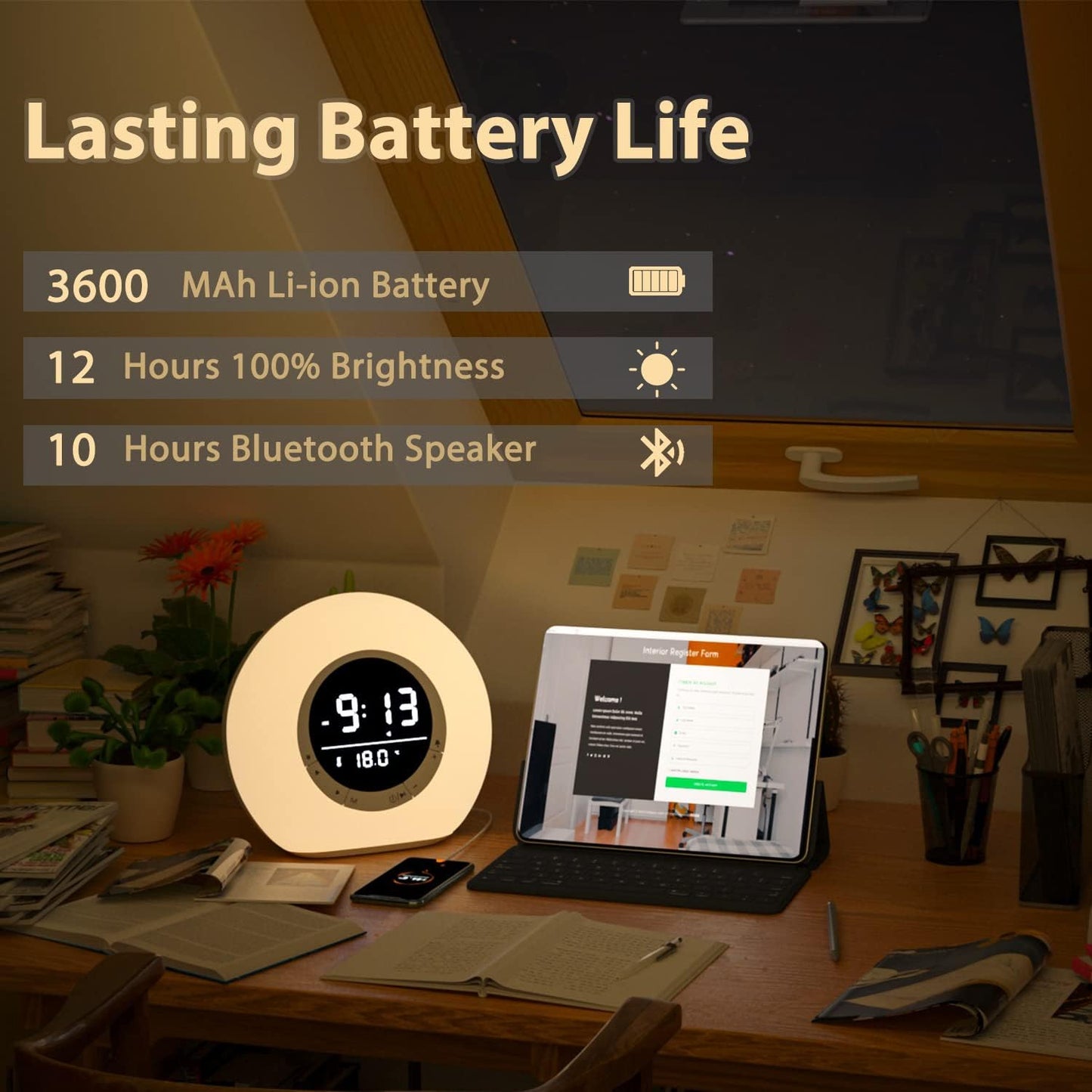 Night Light Clock with Bluetooth Speaker Night 3-in-1