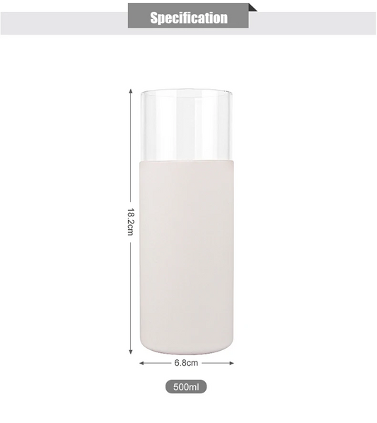 Glass Cup with Sleeve – Includes Stainless Steel & Glass Straws - 500 ml