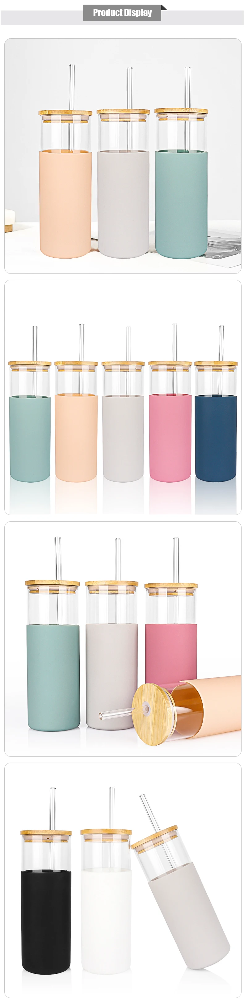Glass Cup with Sleeve – Includes Stainless Steel & Glass Straws - 500 ml
