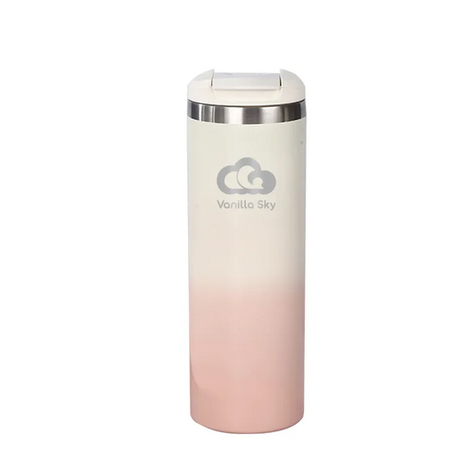 Sunset Stainless Steel Mug with Spill-Proof Flip-Top Lid - 440 ml