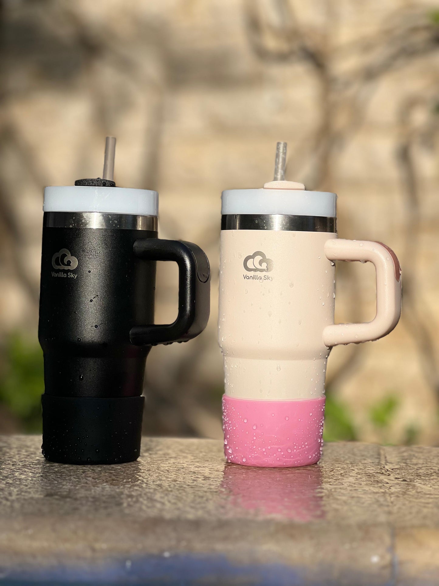 Vanilla Sky Quencher – 420ml Insulated Tumbler with Handle