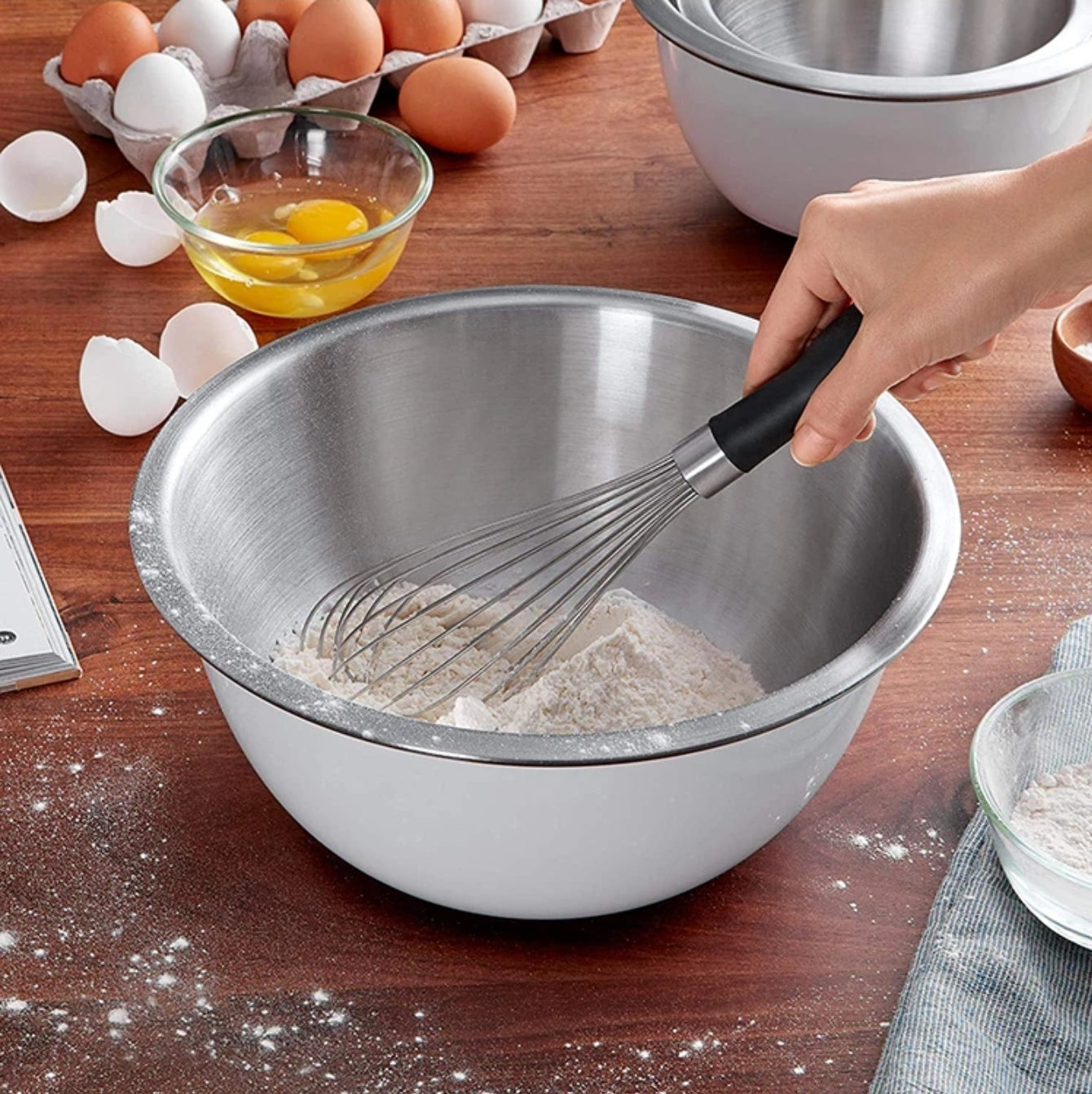 Stainless Steel Egg Beater - Manual Whisk for Cooking & Baking