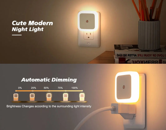 LED Night Light - Warm White, Energy-Efficient with Built-In Light Sensor (Auto On at Dusk, Off at Dawn)