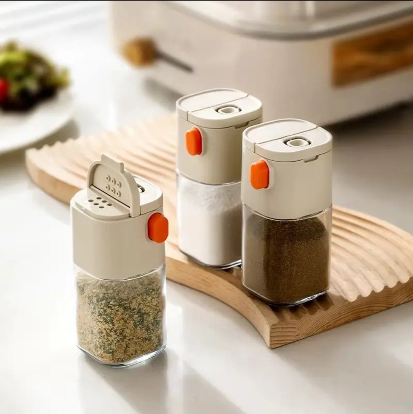 0.5g Metering Salt Shaker Push Type – Glass Salt Dispenser, Sugar Bottle & Spice Jar for Cooking