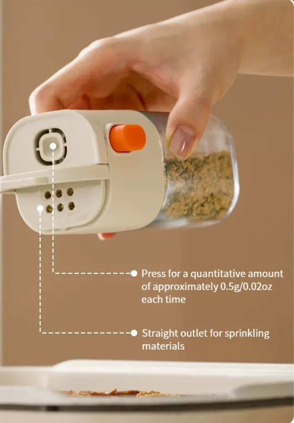 0.5g Metering Salt Shaker Push Type – Glass Salt Dispenser, Sugar Bottle & Spice Jar for Cooking