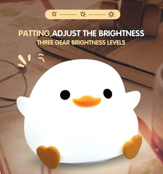 Cute Duck Silicone LED Night Light – Soft, Rechargeable Touch Lamp for Kids & Babies