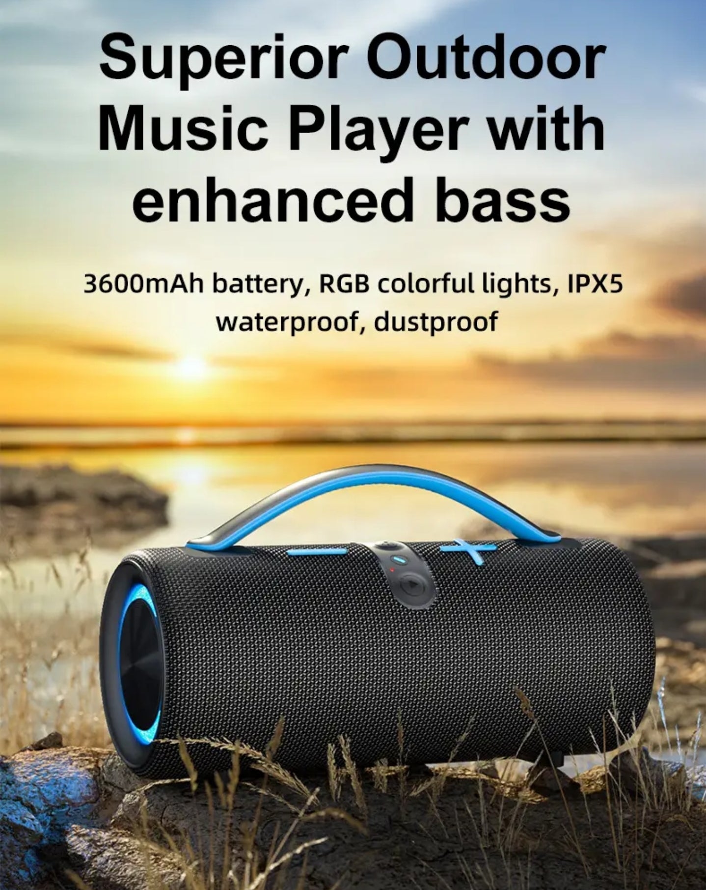 Portable Wireless Bluetooth Karaoke Speaker – 30W Rechargeable Speaker for Indoor/Outdoor Use, Home Theater, Camping & Parties