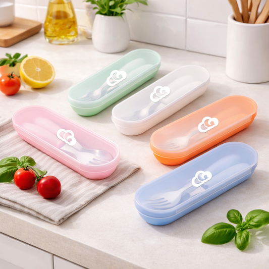 Portable Toddler Spoon & Fork Set with Case - SS304 Stainless Steel