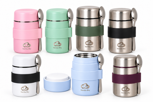 Kids Insulated Food Jar with Spoon – Stainless Steel, Leakproof & Portable 400 ml