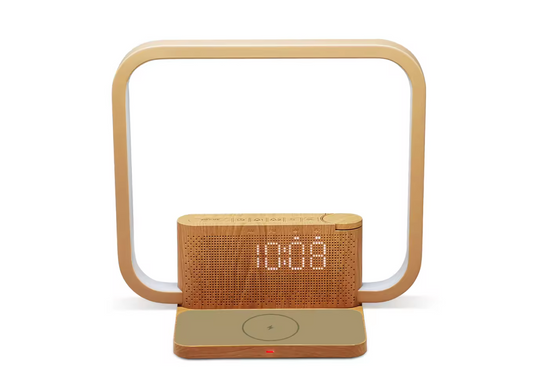 Wireless Charger Lamp with White Noise, Wake-Up Light & Dual Alarm Clock - 3 in 1