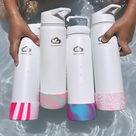 530 ml (18 oz) & 650 ml (22 oz) - Cloud 9 Insulated Water Bottle, 2 lids and silicone boot