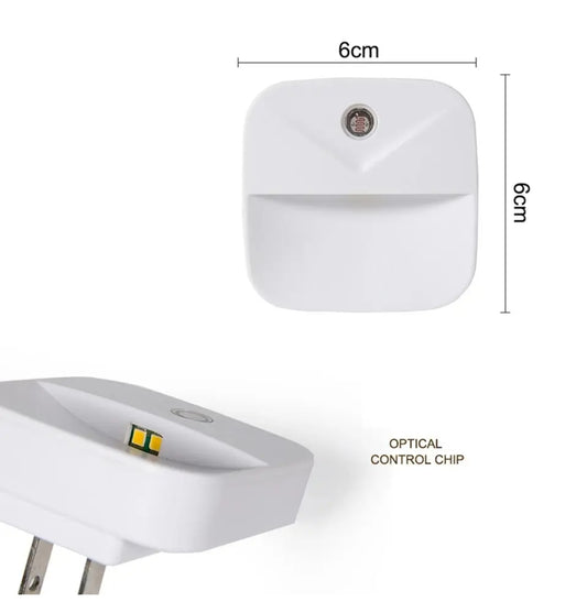 Mini Wireless Night Light with White Light Sensor Dusk-to-Dawn, U.S. Plug-in LED Night Lamp for Home Use