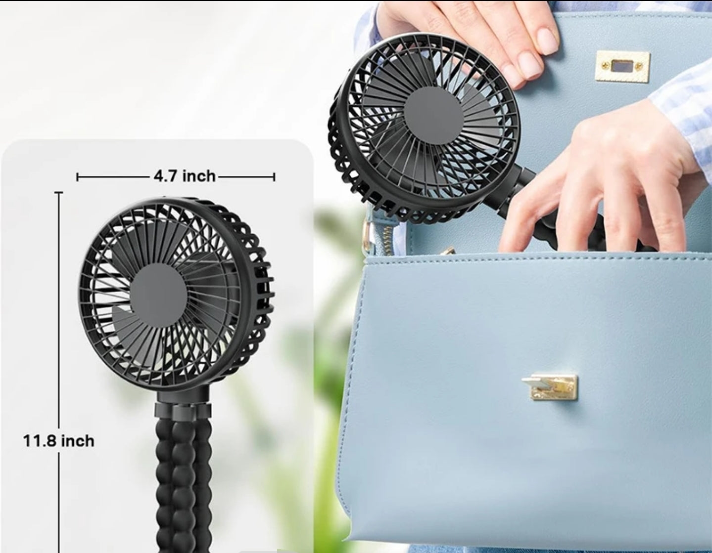 Mini Portable multipurpose Fan – USB Rechargeable, 4000mAh, Emergency Powerbank, Speeds, Flexible Tripod | Handheld, Desktop & Outdoor Use