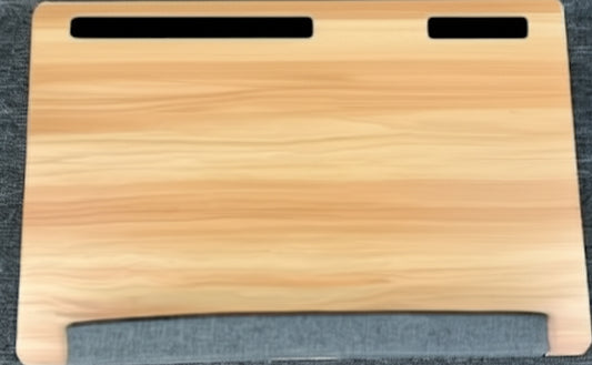 Beige Wood Lap Desk – Cushioned, Slots & Non-Slip Gear