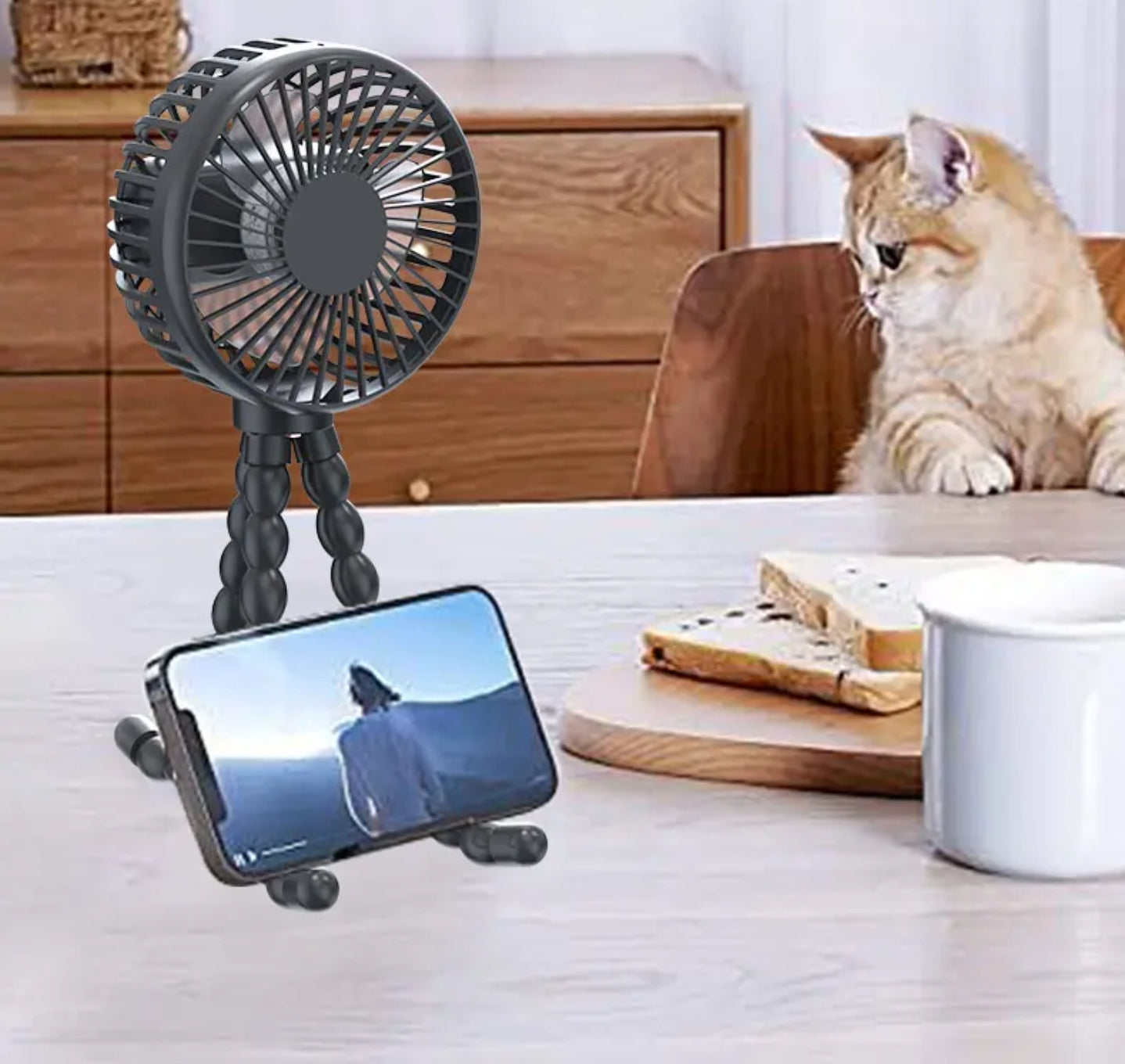 Mini Portable multipurpose Fan – USB Rechargeable, 4000mAh, Emergency Powerbank, Speeds, Flexible Tripod | Handheld, Desktop & Outdoor Use
