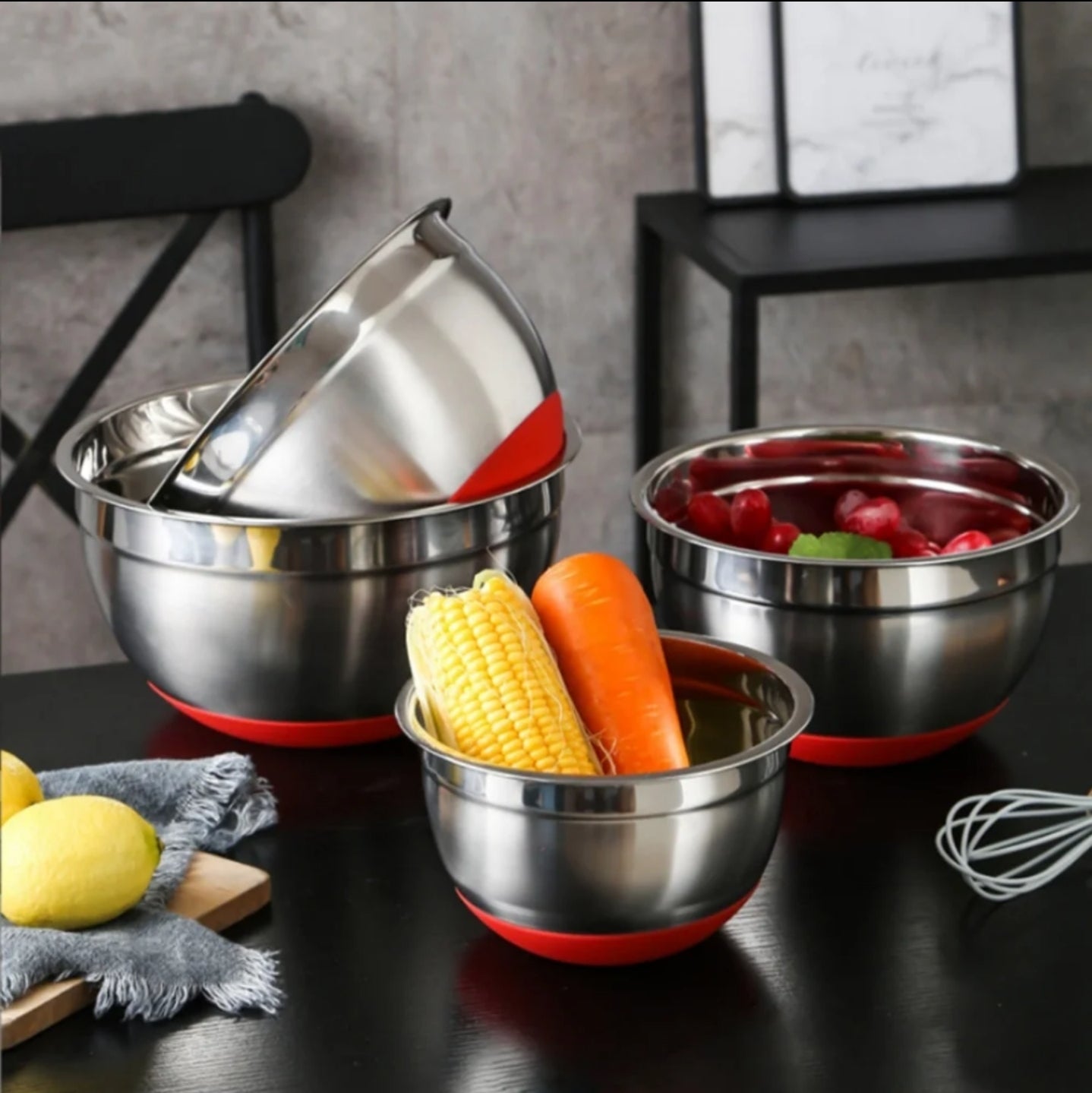 Stainless Steel 304 Mixing Bowls with Silicone Bottom
