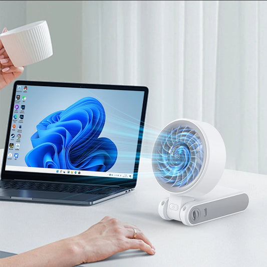 Portable Bladeless Handheld Fan – Foldable, 100-Speed USB Rechargeable with Digital Display