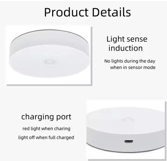 Warm LED Motion Sensor Light – Rechargeable, Wireless Night Light with Light Sensor – activated when Dark