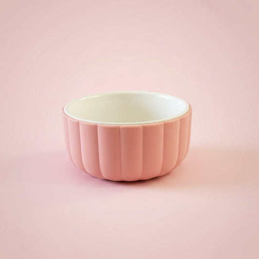 Ceramic Kids Bowl with Scalloped Silicone Sleeve | Microwave & Dishwasher Safe Toddler Tableware