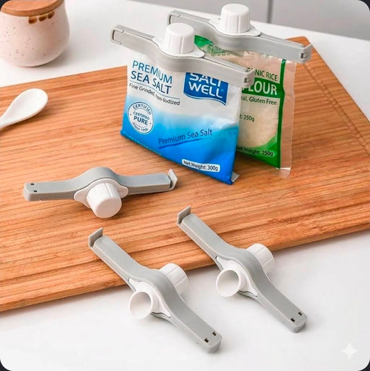 Multi-Functional Food Bag Sealing Clips with Pour Spout | Airtight Bag Sealer