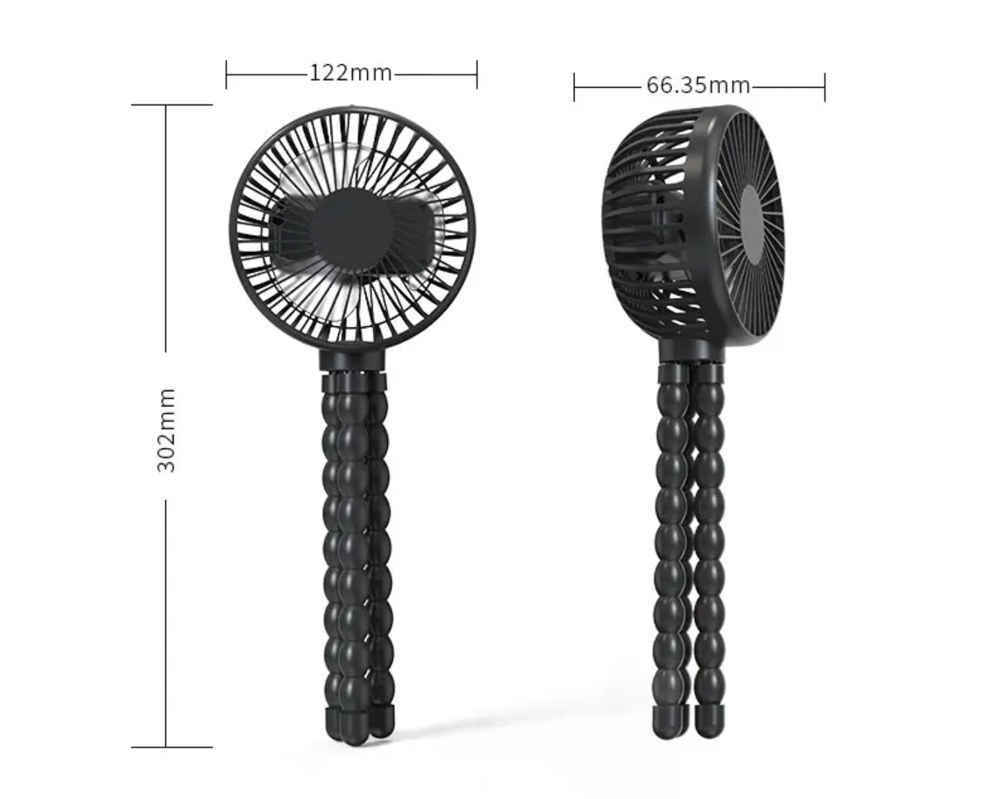 Mini Portable multipurpose Fan – USB Rechargeable, 4000mAh, Emergency Powerbank, Speeds, Flexible Tripod | Handheld, Desktop & Outdoor Use