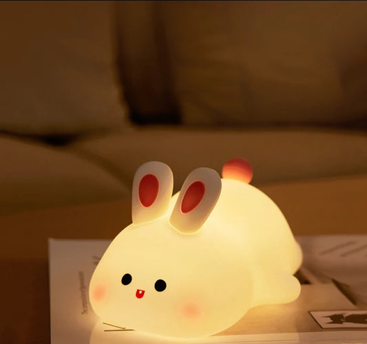 Bunny LED Night Light – USB Rechargeable, Dimmable Touch Control, Soft Silicone Lamp for Kids