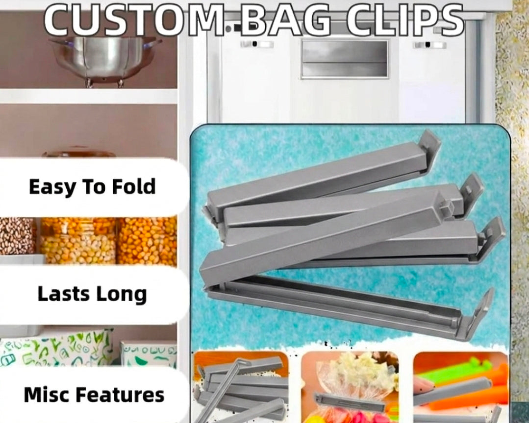 ABS plastic food sealing clips. Available in three convenient sizes (10.7cm, 8.7cm, and 6.2cm)