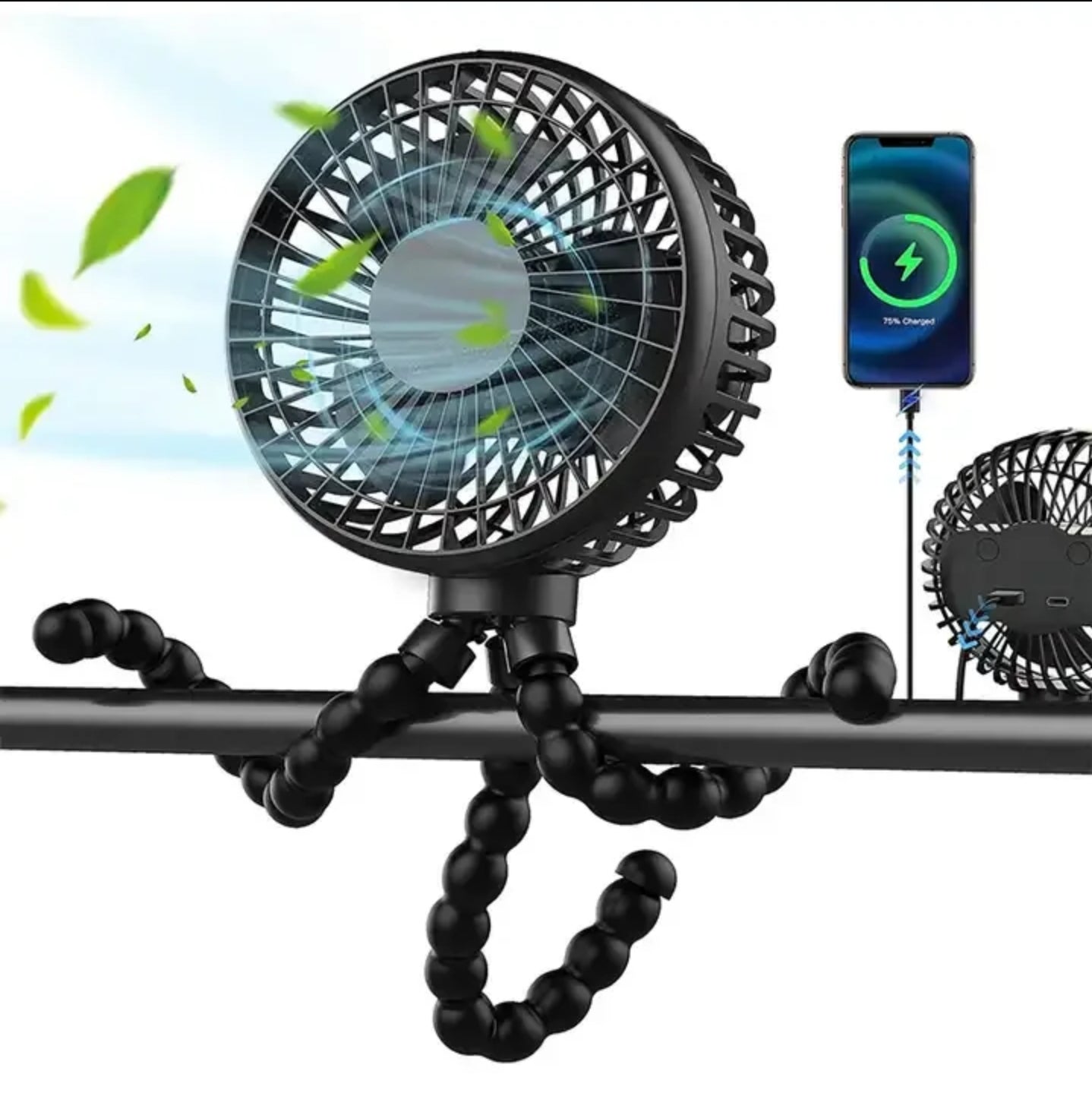 Mini Portable multipurpose Fan – USB Rechargeable, 4000mAh, Emergency Powerbank, Speeds, Flexible Tripod | Handheld, Desktop & Outdoor Use