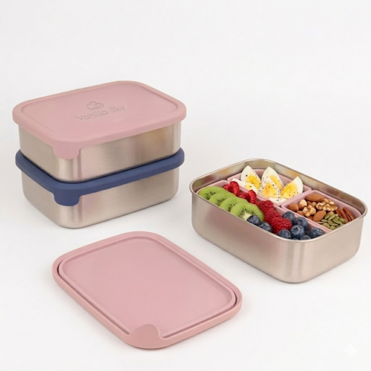 Stainless Steel Bento Box Set with Silicone lid