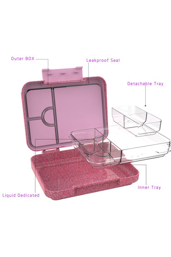 Bento Lunch Box Collection – Glitter Pink, Glitter Blue, and Matte Lilac