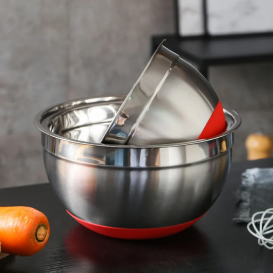 Stainless Steel 304 Mixing Bowls with Silicone Bottom & Lid