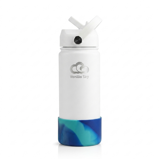 530ml Stainless Steel Bottle with Straw Lid – White
