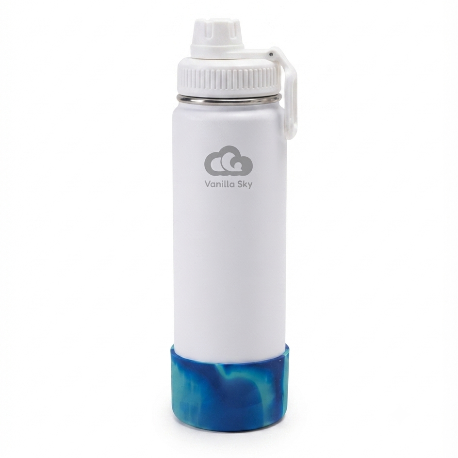 650 ml (22 oz) Insulated Water Bottle – 2 Lids + Silicone Boot