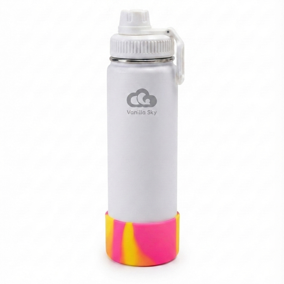 650 ml (22 oz) Insulated Water Bottle – 2 Lids + Silicone Boot