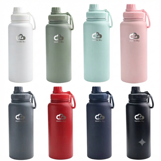 950 ml Insulated Stainless Steel Bottle - 2 Lids & Silicone Boot Included