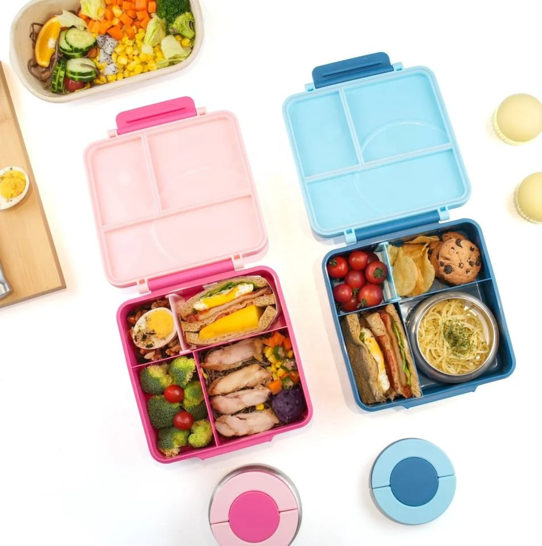 Bento Lunch Box with Insulated Food Jar – Pink & Blue