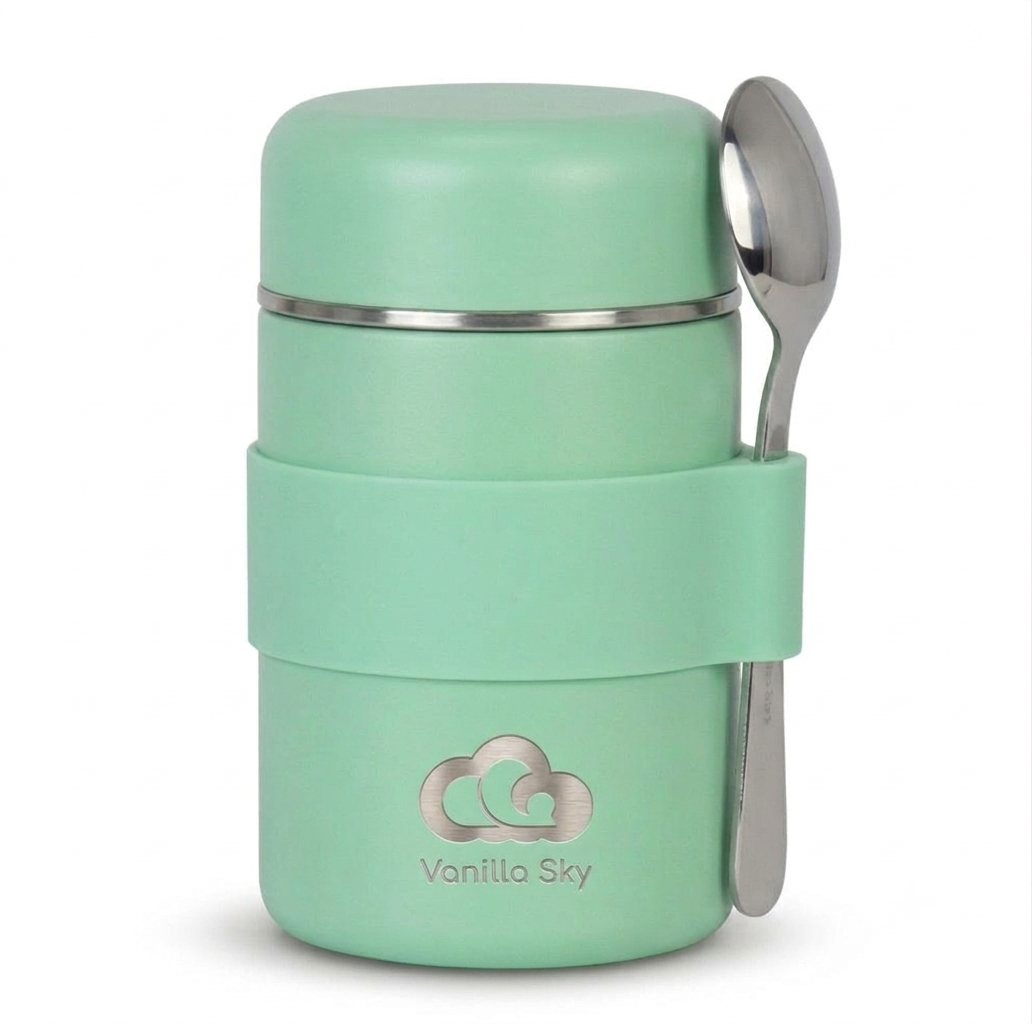 Kids Insulated Food Jar with Spoon – Stainless Steel, Leakproof & Portable 400 ml