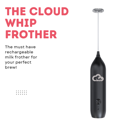 The Cloud Whip Frother rechargeable Lithium battery