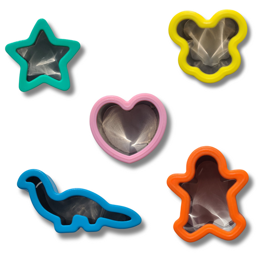 Mini Cookie Cutter Set – Fun Shapes for Kids & Baking (Dinosaur, Gingerbread Man, Heart, Star, Mouse)