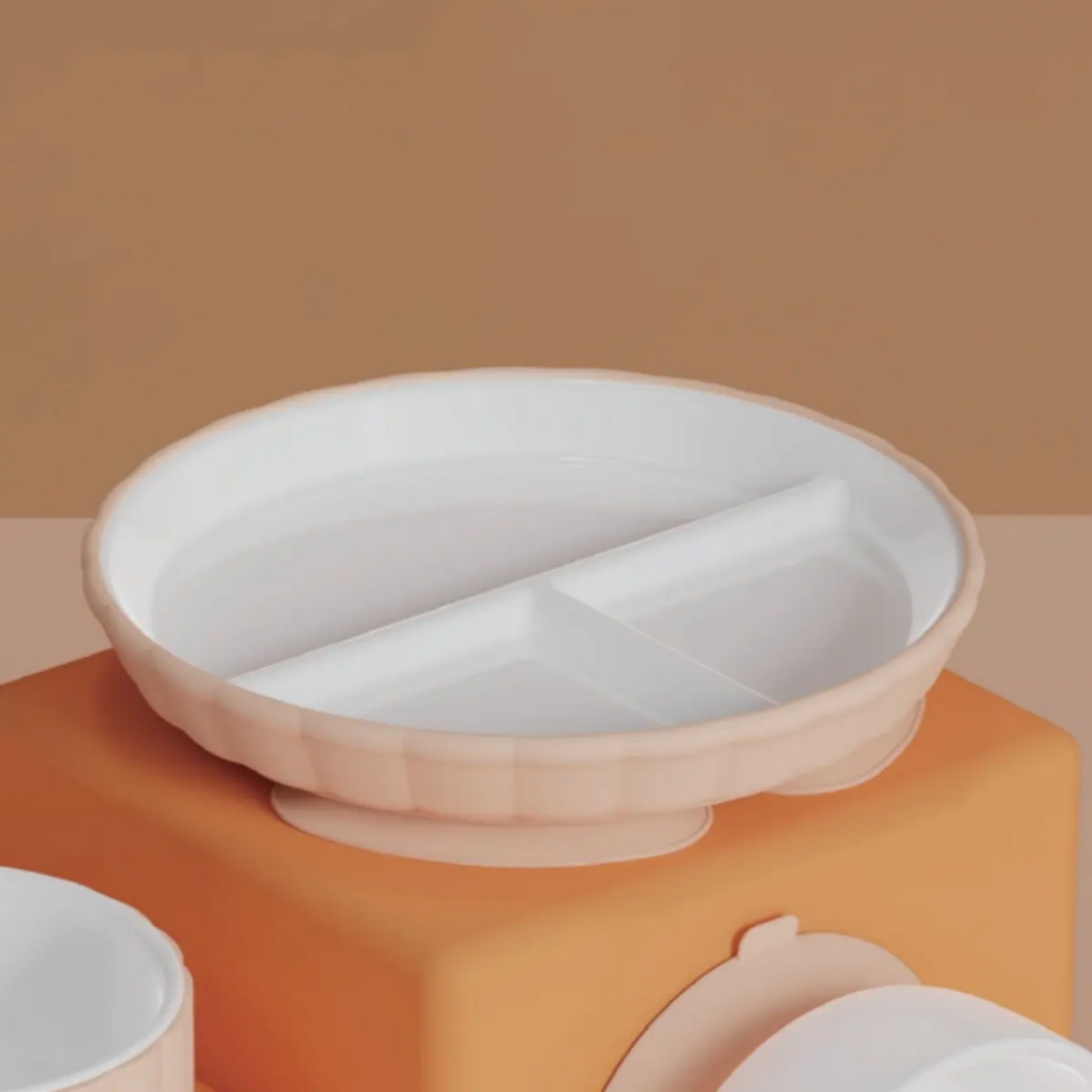 Porcelain Plate for Toddlers + Silicone Suction Lid | Non-Slip | BPA-Free | Dishwasher & Microwave Safe