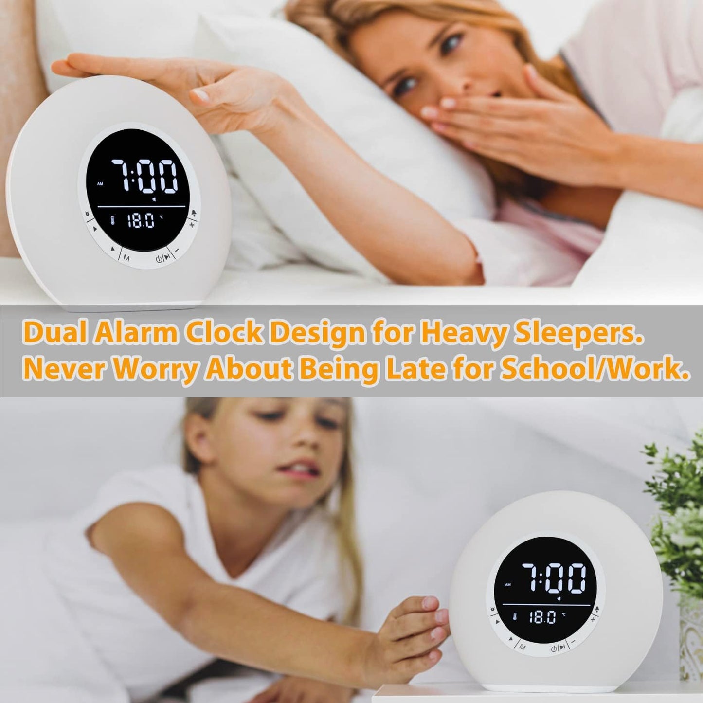 3-in-1 Night Light Clock with Bluetooth Speaker