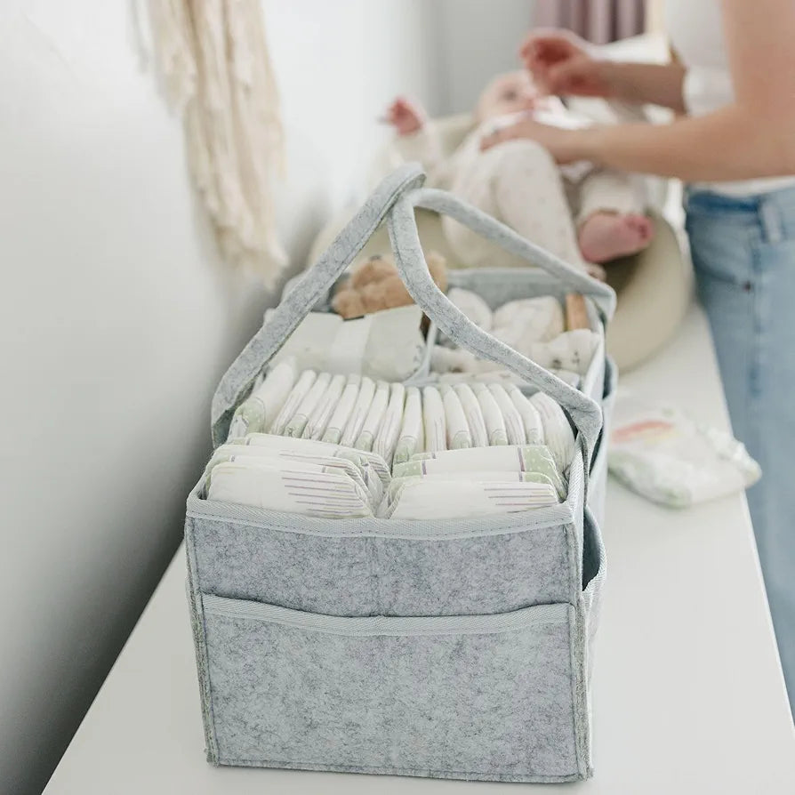 🧺 BabyNook™ Portable Diaper Caddy – 38 cm Organizer