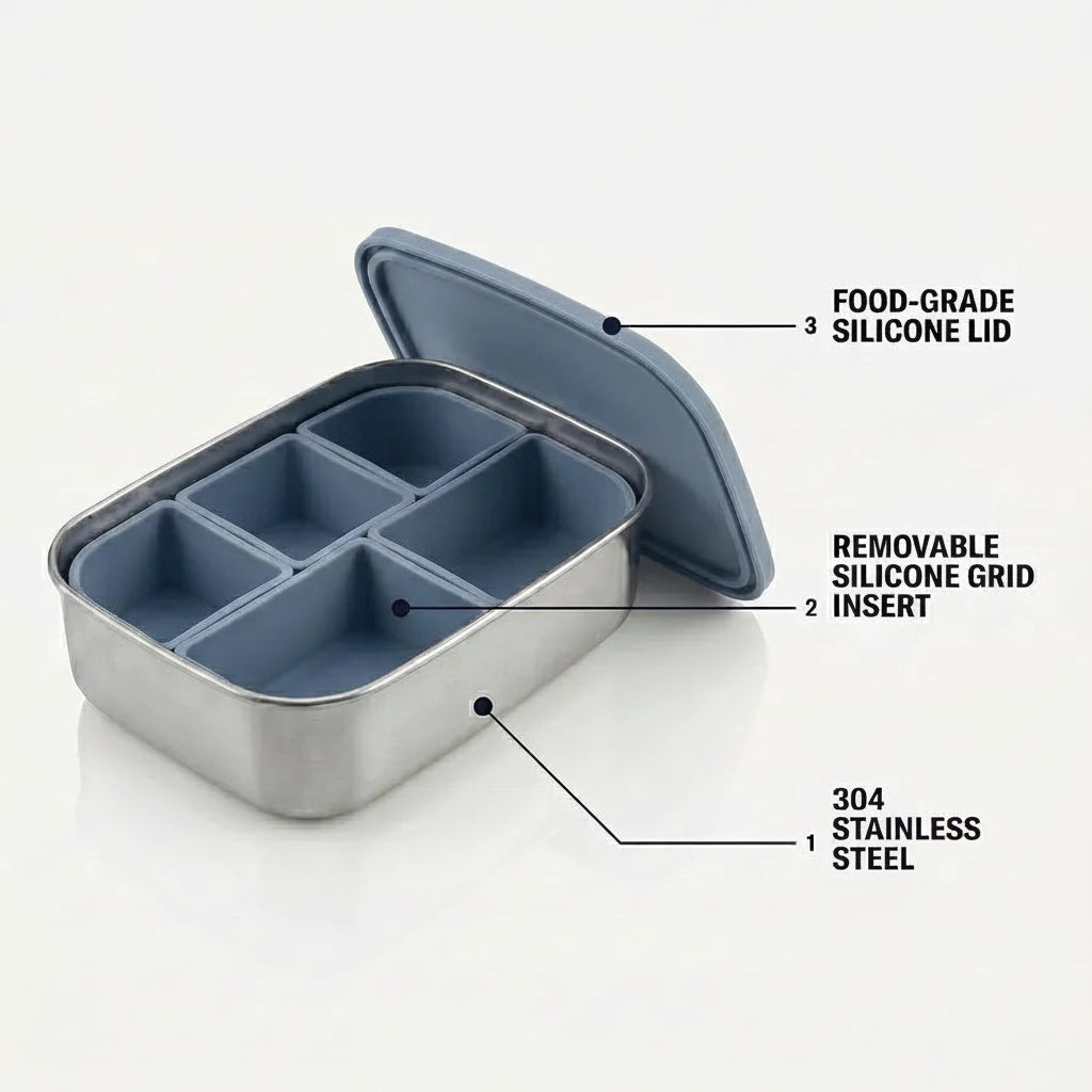 Stainless Steel Bento Box Set with Silicone lid