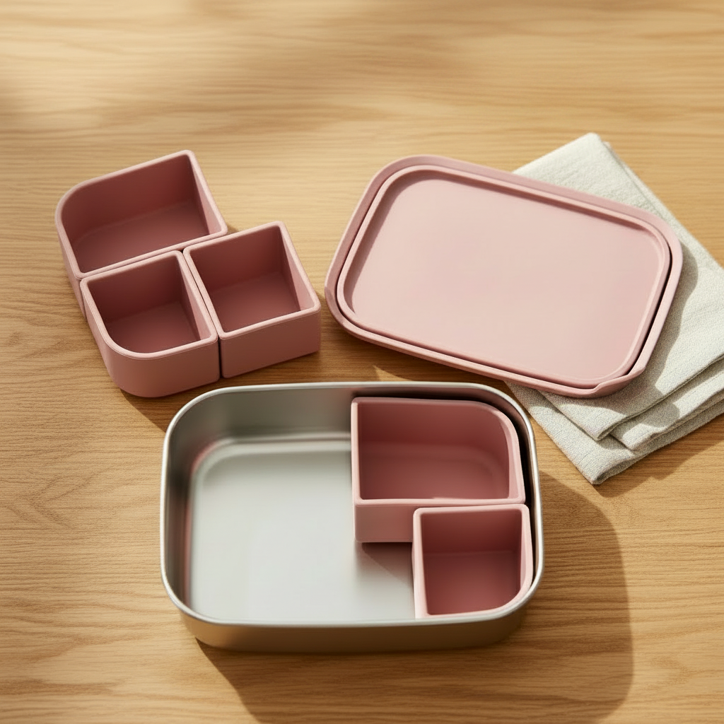 Stainless Steel Bento Box Set with Silicone lid