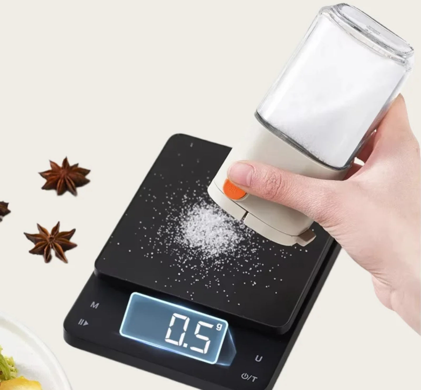 0.5g Metering Salt Shaker Push Type – Glass Salt Dispenser, Sugar Bottle & Spice Jar for Cooking