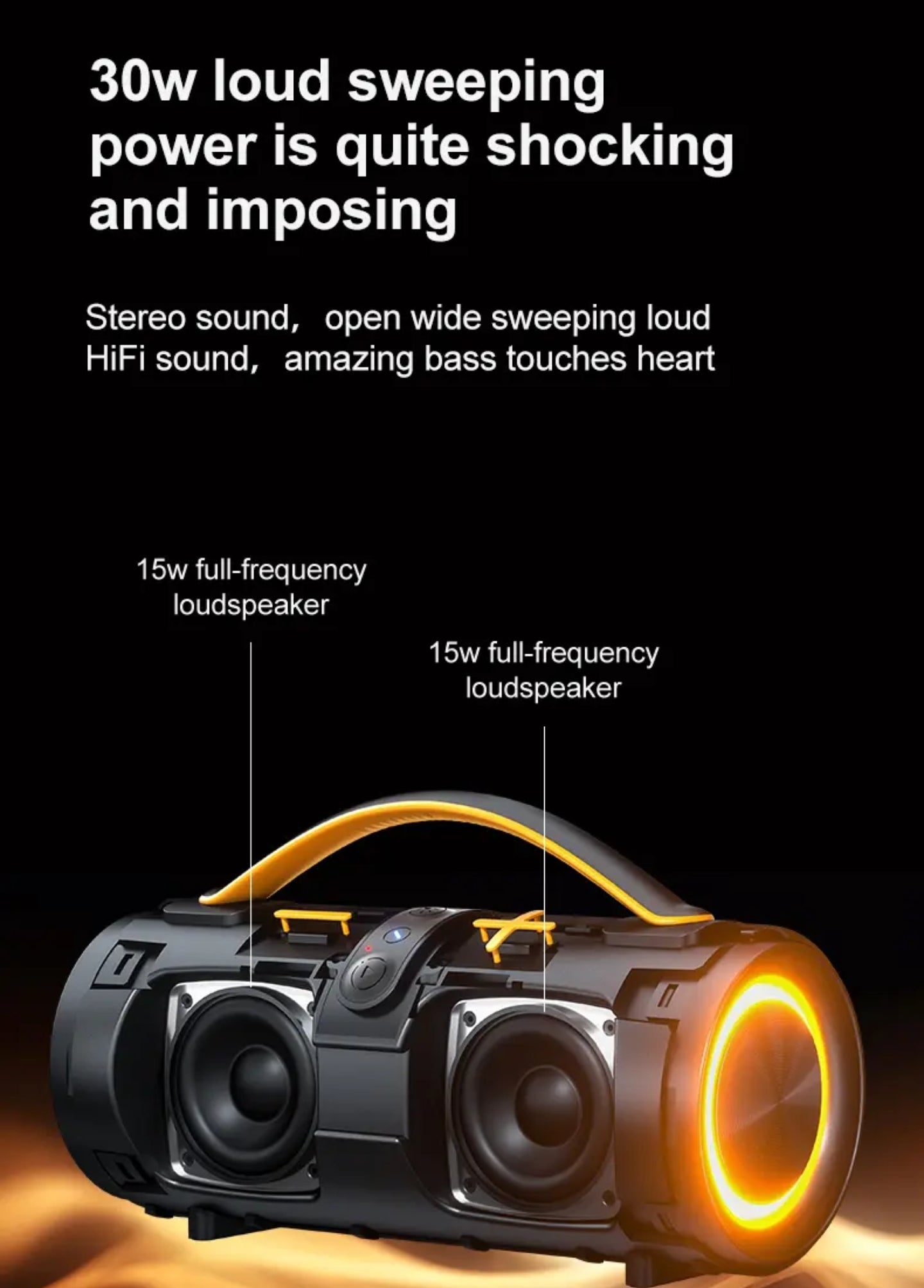 Portable Wireless Bluetooth Karaoke Speaker – 30W Rechargeable Speaker for Indoor/Outdoor Use, Home Theater, Camping & Parties