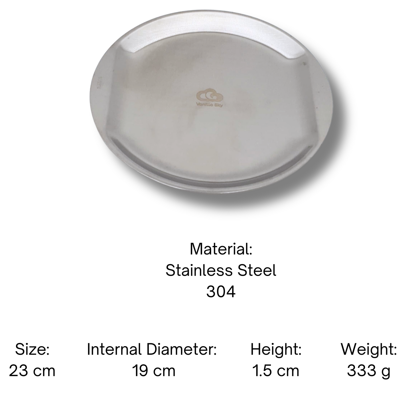 Classic Steel Dish – Premium 23 cm Stainless Steel Plate